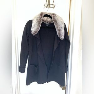 Black cardigan with faux fur trim